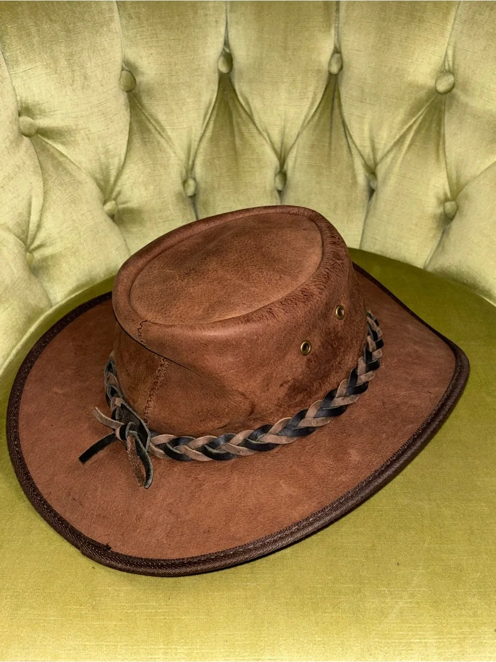 Barmah Squashy Bronco Hat Cattle Leather Made In USA Brown - Large 57